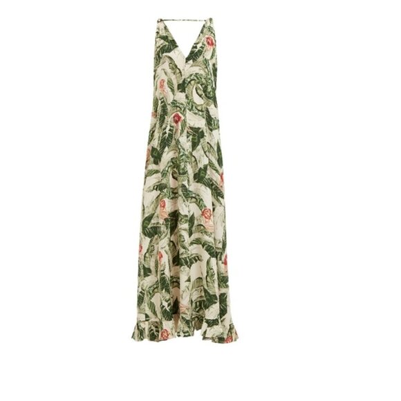 Adriana Degreas x Cult Gaia Tropical Print Crepe Maxi Dress in Green Medium - Picture 3 of 9